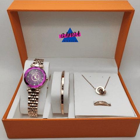 Reloj Meibin Seno® Oro 18K + Brazalete, Colgante y Anillo de REGALO🎁