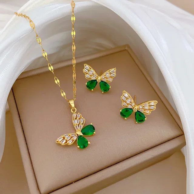 Colgante Alas Verdes™ Zirconita + pendientes de regalo (2x1)